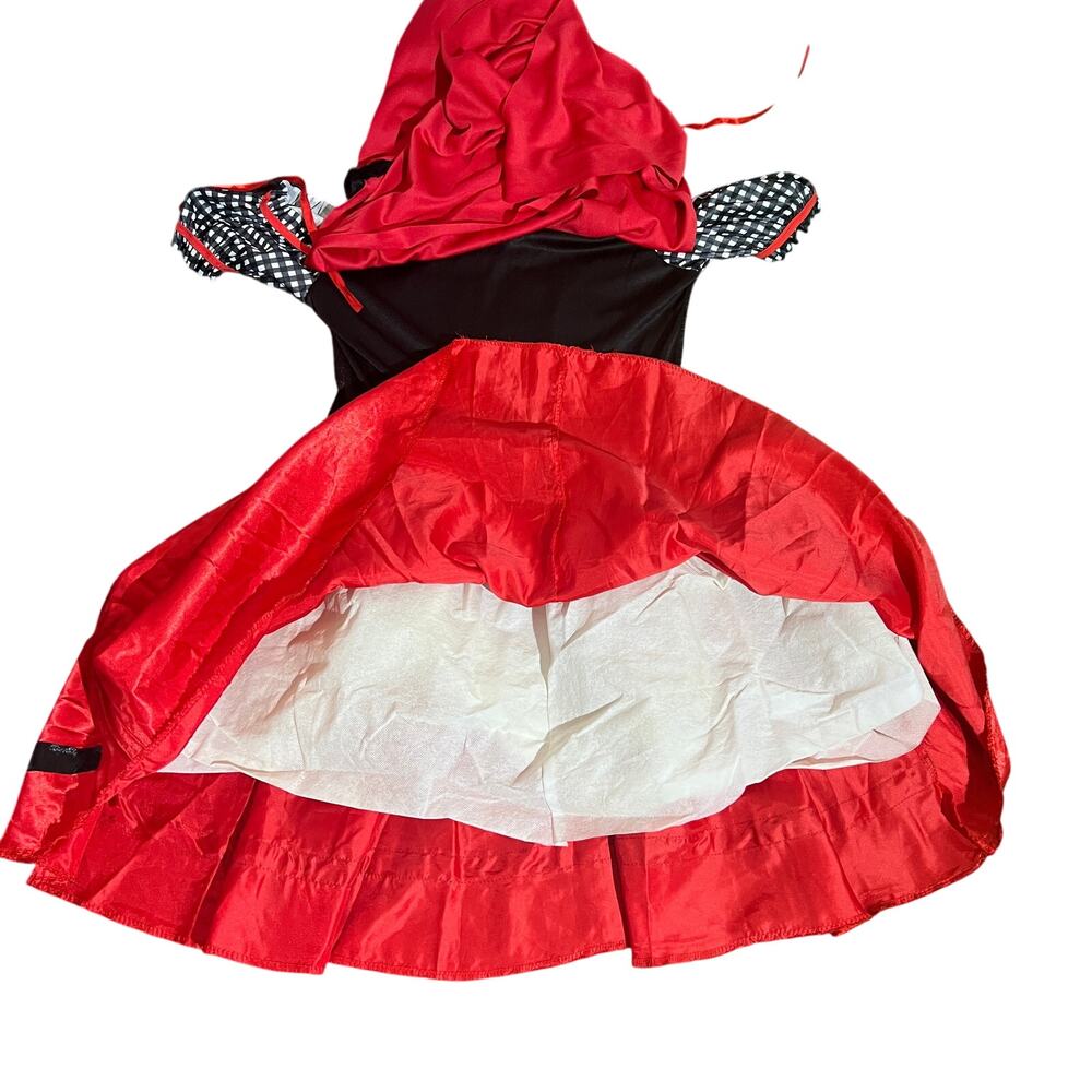 Red Riding Hood Costume Womens M 8-10 Red Black Gingham Hooded Dress Adult - Picture 5 of 12